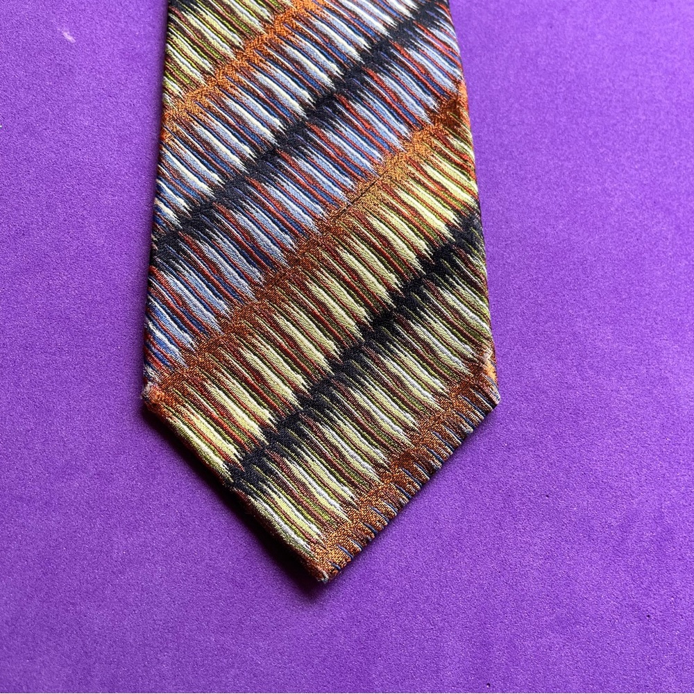 MISSONI Vintage Men’s Designer Woven Silk Tie - Italy